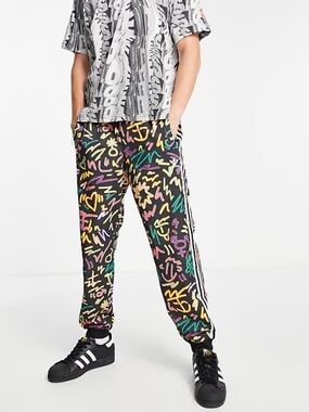Adidas Originals Love Unites Graffiti Pride Track Pants Joggers Neon Sz Small